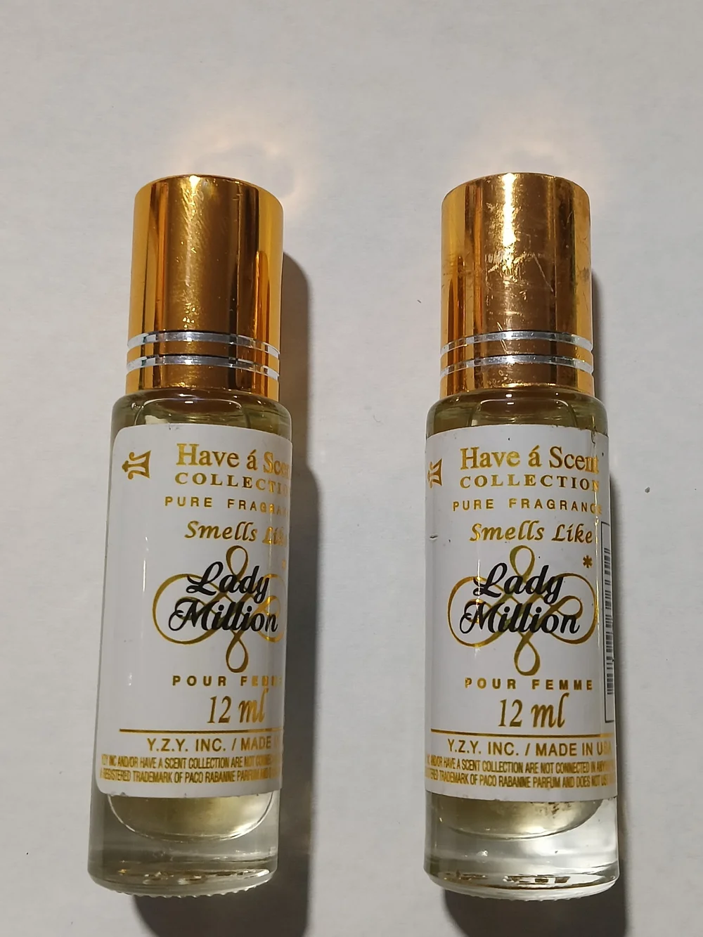 Set Of 2 Have A Scent Lady Million Inspired Roll-On Oil— White & Gold For Women